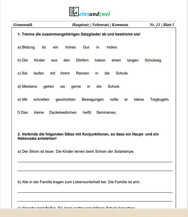 Deutsch 6. Klasse Schulaufgaben & Übungen Realschule